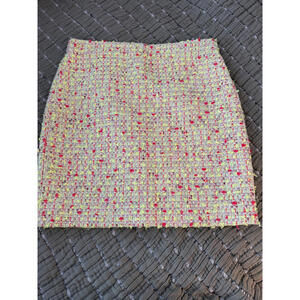 J. CREW Neon Pink/Chartreuse No. 2 Tweed Pencil Skirt Size 2. Preppy Y2K 90s
